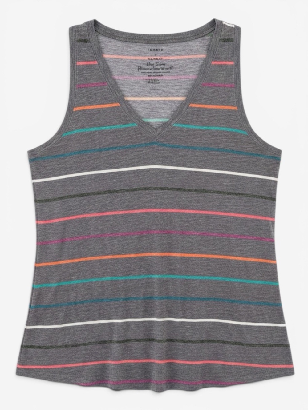 Torrid Classic Fit V-Neck Tank Top Purple Rainbow Stripe Heritage Triblend 2X